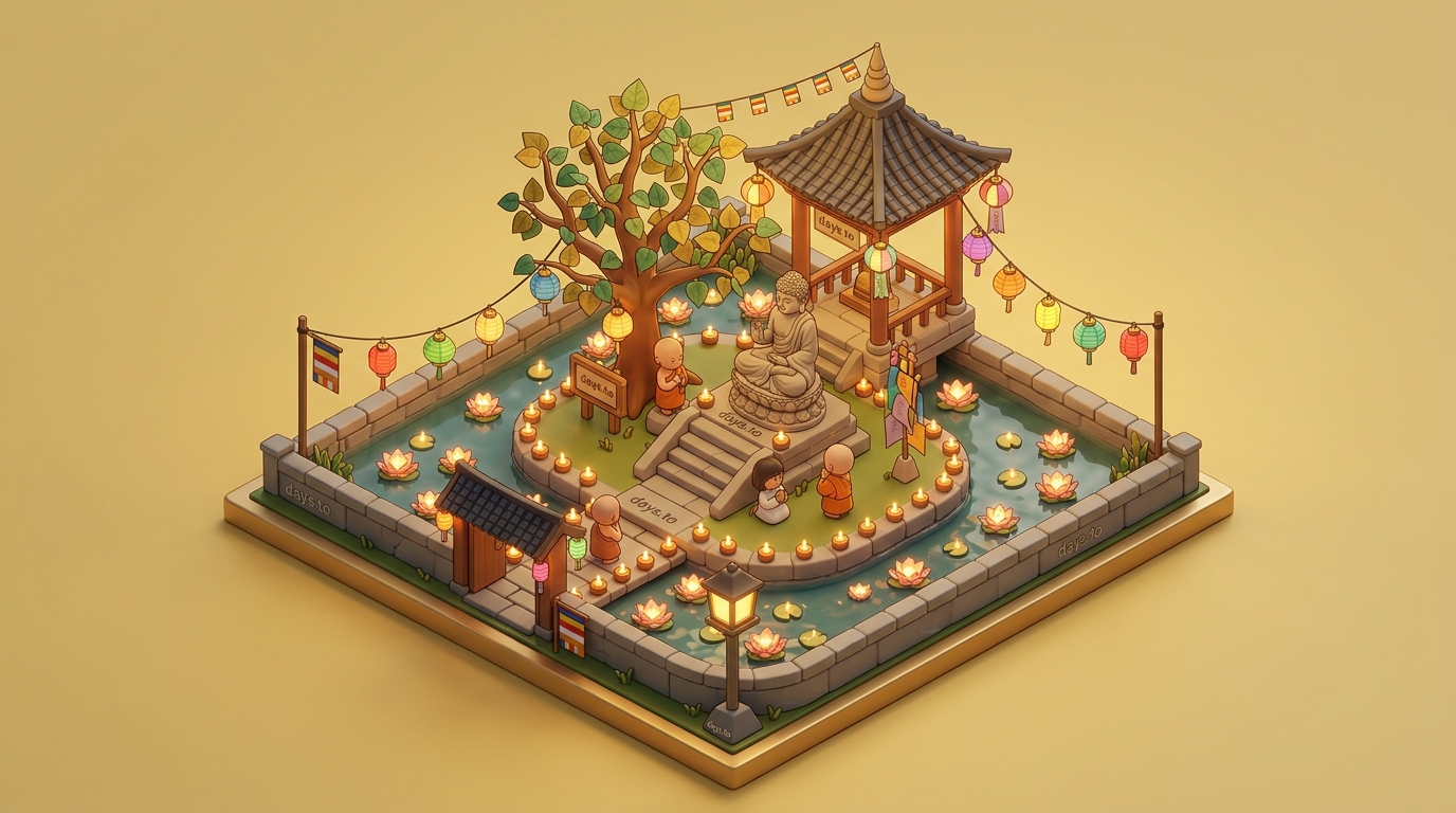 Vesak (Buddha Day) countdown timer - Holidays