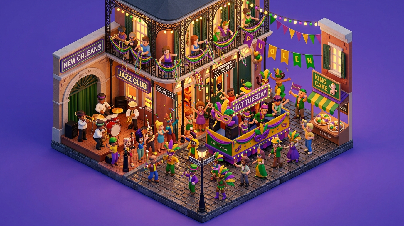 Mardi Gras (Fat Tuesday) countdown - Holidays